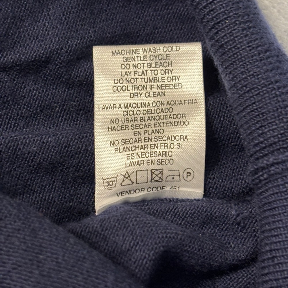 Tahari Extra Fine Italian Merino Wool Lightweight V-Neck Men's Sweater XXL Navy - Picture 3 of 9